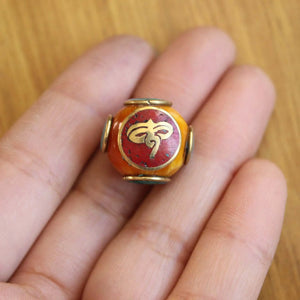 Tibetan Brass Resin 16mm Round Beads Buddha Eye Colorful DIY Loose Beads 4 PCS