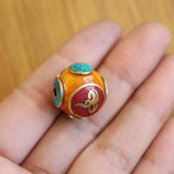 Tibetan Brass Resin 16mm Round Beads Buddha Eye Colorful DIY Loose Beads 4 PCS