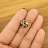 Nepal Brass Inlaid Turquoises Stone 10mm Square Beads Spacers 10 PCS