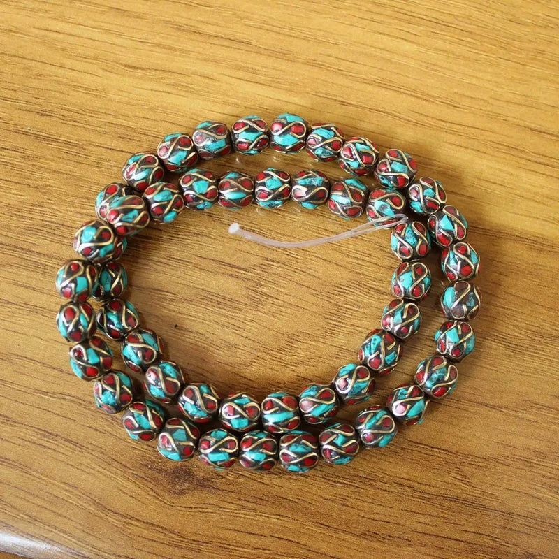 10 PCS Lot Colorful Beads Brass Coral Turquoises Stone 10mm Round Beads