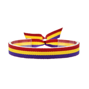 BDM-Spanish Flag Bracelet, Adjustable Fabric Thread
