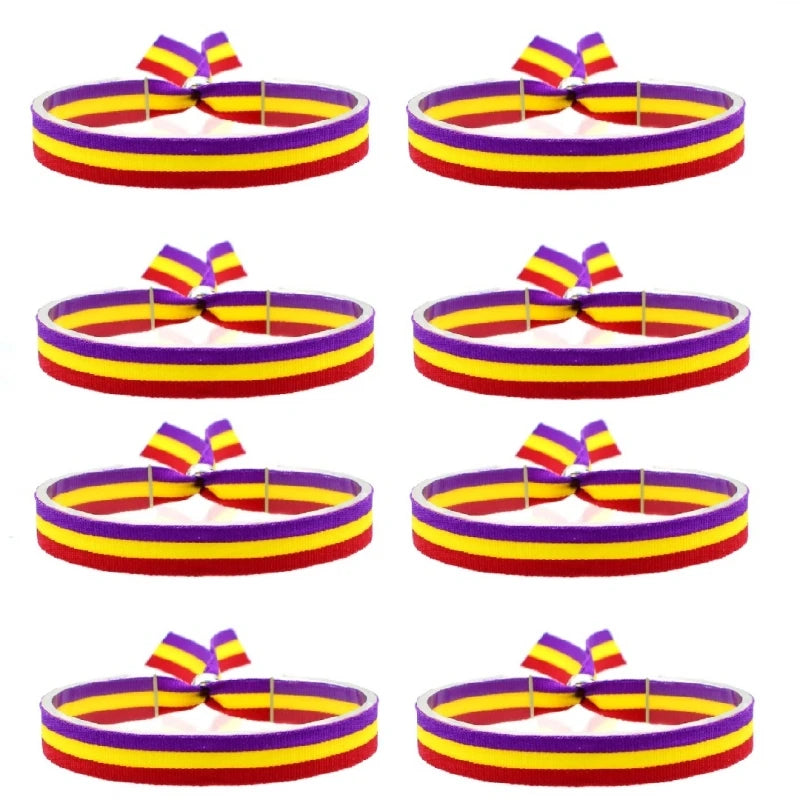 BDM-Spanish Flag Bracelet, Adjustable Fabric Thread