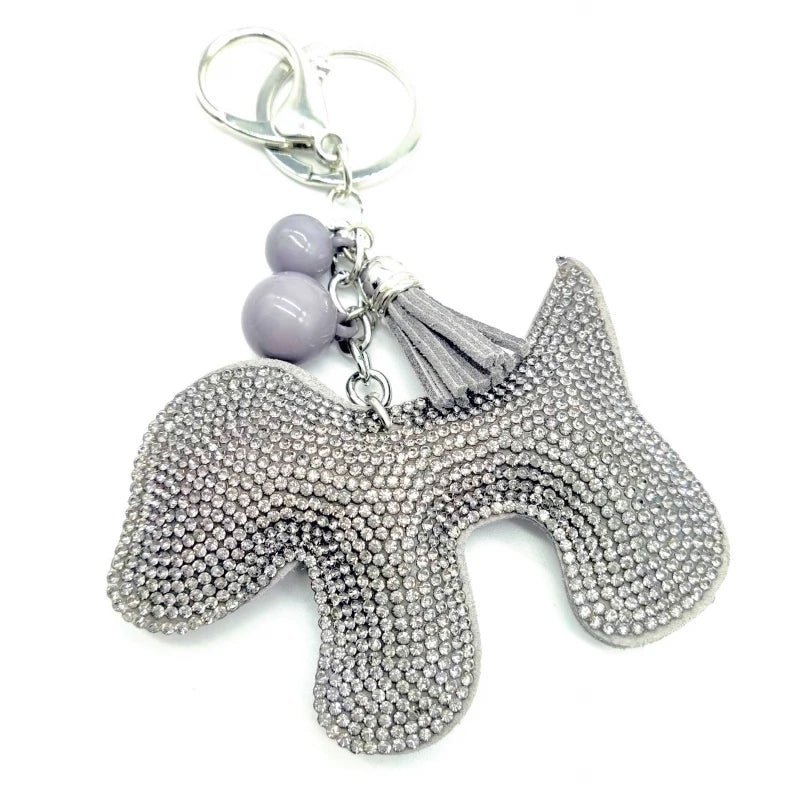 Shiny Dog Keychain with Pearls for Stylish Women