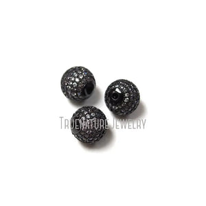 10Pcs Clear CZ Micro Inserts Gunmetal Plated Round Beads