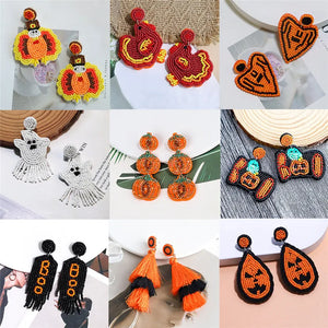 Halloween Seed Bead Earrings - Ghost/Jack-O-Lantern/Pumpkin/Turkey Ma...