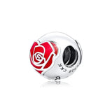 Enchanted Rose Heart Charms 925 Sterling Silver Jewelry
