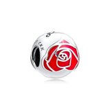 Enchanted Rose Heart Charms 925 Sterling Silver Jewelry