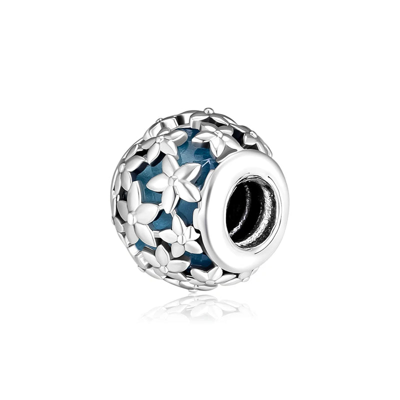 Dazzling Daisies Charms with Green CZ 925 Sterling Silver Jewelry