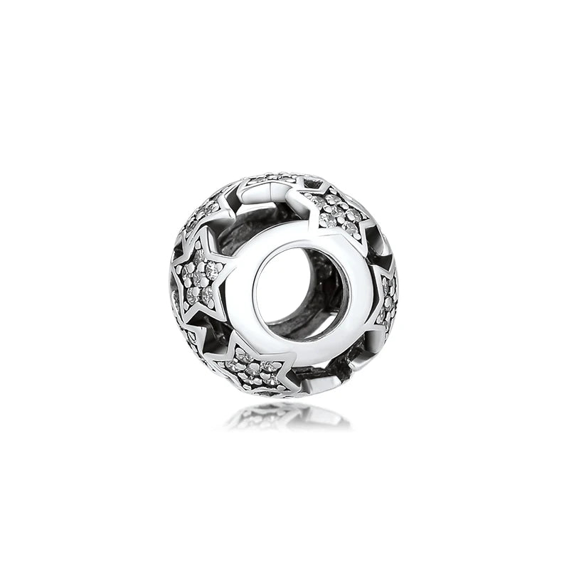 Dazzling Star Charms with Clear CZ 925 Sterling Silver Jewelry