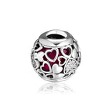 Encased in Love Charms with Pink CZ 925 Sterling Silver Jewelry