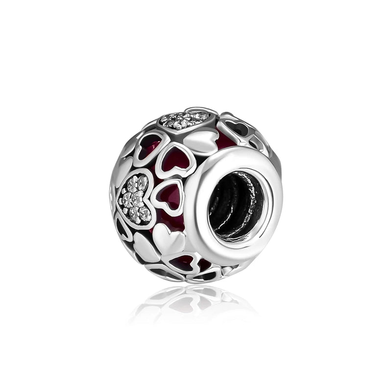 Encased in Love Charms with Pink CZ 925 Sterling Silver Jewelry