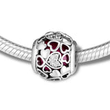 Encased in Love Charms with Pink CZ 925 Sterling Silver Jewelry