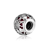 Encased in Love Charms with Pink CZ 925 Sterling Silver Jewelry