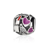 Red Enamel Love Charms for Bracelets 100% 925 Sterling Silver Jewelry