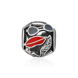 Red Enamel Love Charms for Bracelets 100% 925 Sterling Silver Jewelry
