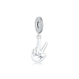 Hamsa Hand Charms with Clear CZ 925 Sterling Silver Jewelry