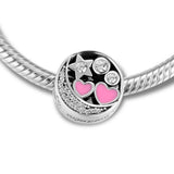925 Sterling Silver Hearts of Love Charms with Clear CZ for Jewelry Making