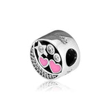 925 Sterling Silver Hearts of Love Charms with Clear CZ for Jewelry Making