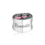 925 Sterling Silver Hearts of Love Charms with Clear CZ for Jewelry Making