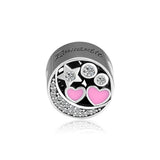 925 Sterling Silver Hearts of Love Charms with Clear CZ for Jewelry Making