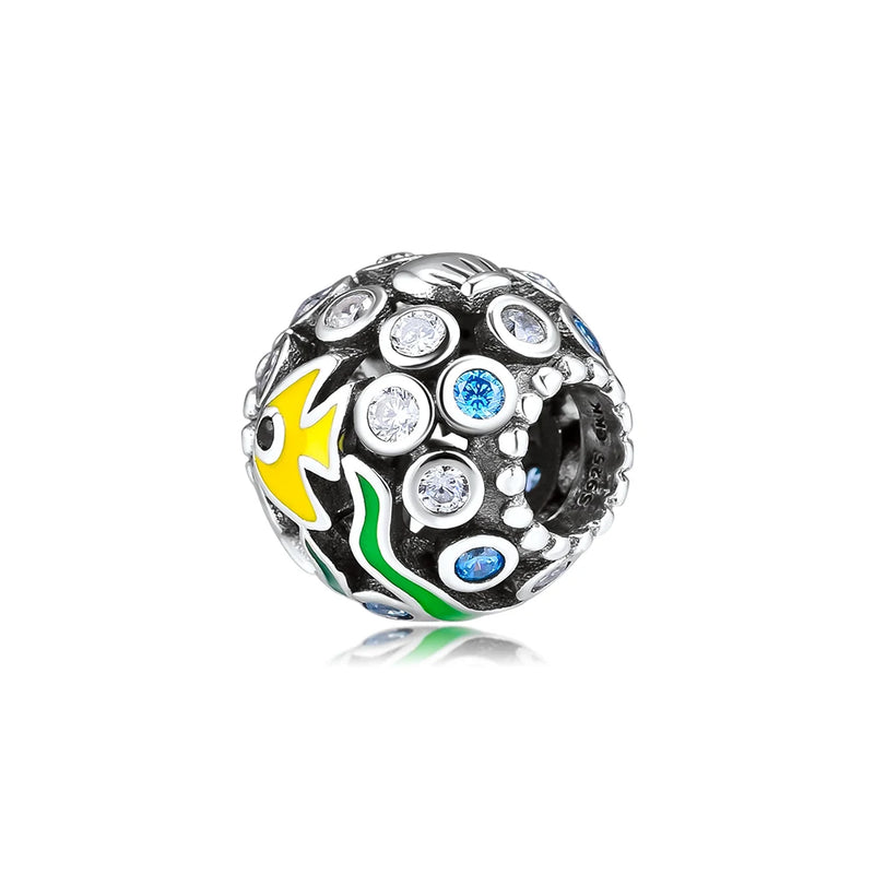 Ocean Life Charms Enamel 925 Sterling Silver Jewelry