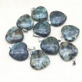 8 pcs Stone Heart Pendants Purple Crystal Rose Crystal Lapis DIY