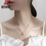 925 Silver CZ Moon Pendant Necklace Rose Girl Gift