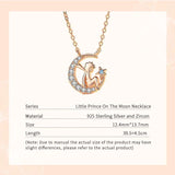925 Silver CZ Moon Pendant Necklace Rose Girl Gift