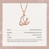925 Silver Moon Necklace with Rose Zircon & Mother of Pearl Pendant