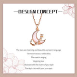 925 Silver Moon Necklace with Rose Zircon & Mother of Pearl Pendant