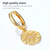 Plated Flake Hoop Earrings 925 Silver Zircon Star Earrings Women Jewelry