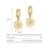 Plated Flake Hoop Earrings 925 Silver Zircon Star Earrings Women Jewelry