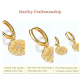 Plated Flake Hoop Earrings 925 Silver Zircon Star Earrings Women Jewelry