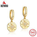 Plated Flake Hoop Earrings 925 Silver Zircon Star Earrings Women Jewelry