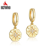 Plated Flake Hoop Earrings 925 Silver Zircon Star Earrings Women Jewelry