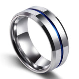 8MM Tungsten Carbide Ring Men's Wedding Jewelry Thin Line Hight Polished