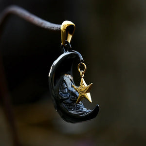 Arrival 316L Stainless Steel Moon Face Star Necklace Pendant For Men Women