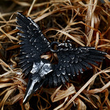 316L Stainless Steel Skull Crow Pendant Necklace For Men