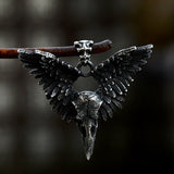 316L Stainless Steel Skull Crow Pendant Necklace For Men