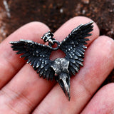 316L Stainless Steel Skull Crow Pendant Necklace For Men