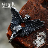 316L Stainless Steel Skull Crow Pendant Necklace For Men