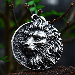 Stainless Steel Lion Head Pendant 3D for Men