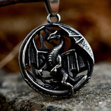 Flying Dragon Pendant For Men Stainless Steel Animal Round Jewelry Gift
