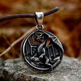 Flying Dragon Pendant For Men Stainless Steel Animal Round Jewelry Gift
