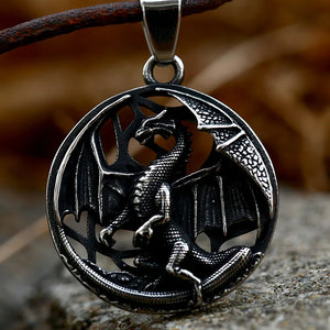 Flying Dragon Pendant For Men Stainless Steel Animal Round Jewelry Gift