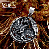 Flying Dragon Pendant For Men Stainless Steel Animal Round Jewelry Gift