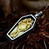 Double Skull Coffin Necklace Pendant Gothic Punk Jewelry