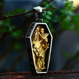 Double Skull Coffin Necklace Pendant Gothic Punk Jewelry
