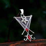 Stainless Steel Satan Pendant Necklace with Red Zircon