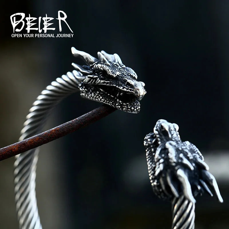 Stainless Steel Dragon Heads Bracelet for Men